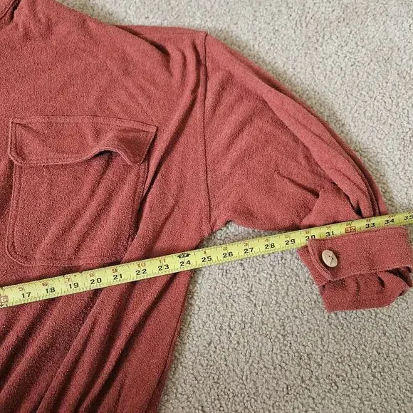 Free People Beach Sail Away Hoodie Pullover Oversize Rust Terrycloth Medium - Picture 7 of 9